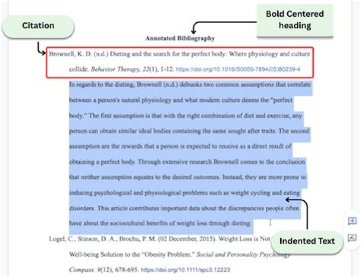 Are annotated bibliographies indented?