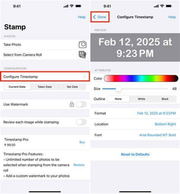 Does iphone timestamp photos?